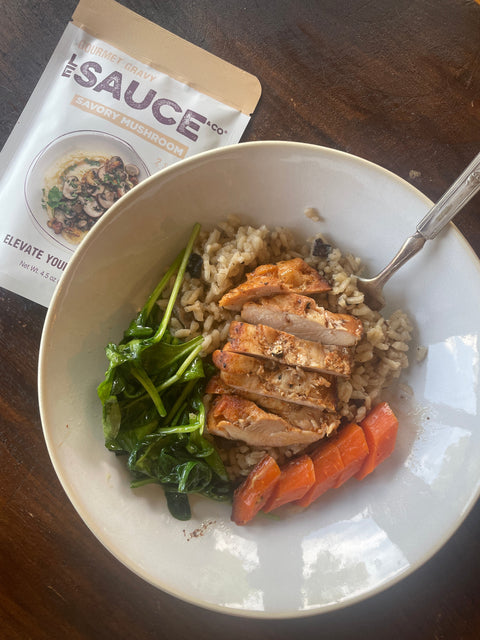 Savory Mushroom Chicken Risotto with Spinach and Carrots