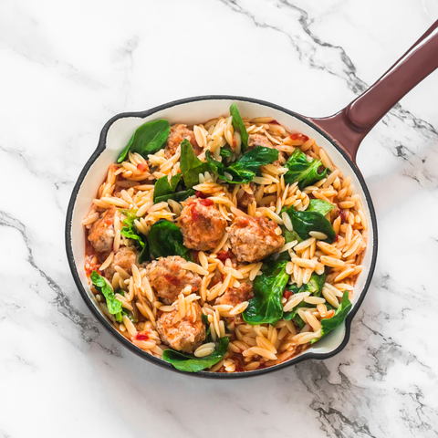 Marry Me Chicken Gravy with Orzo and Chicken Meatballs