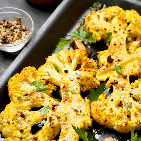 roasted cauliflower with pasta sauce