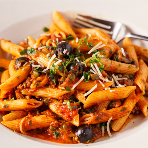 easy date night tomato basil pasta puttanesca