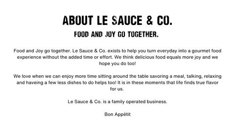 about le sauce & co food and joy go together