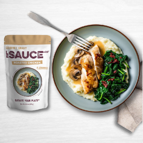 roasted chicken gourmet gravy plate