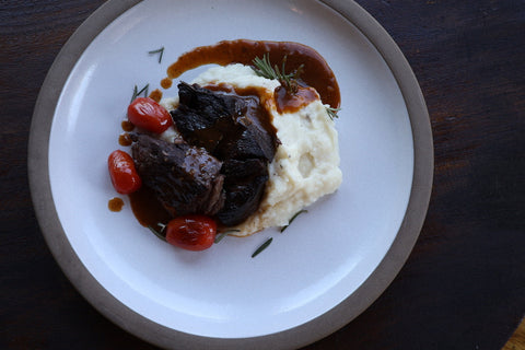 Beef Short Ribs with Mashed Potatoes and Beefy French Onion Gourmet Gravy
