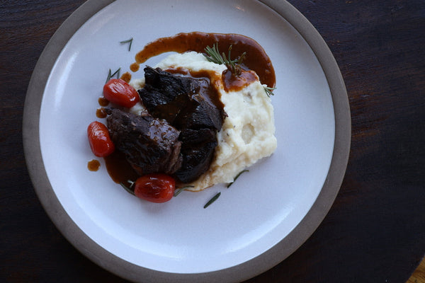 Beef Short Ribs with Mashed Potatoes and Beefy French Onion Gourmet Gravy