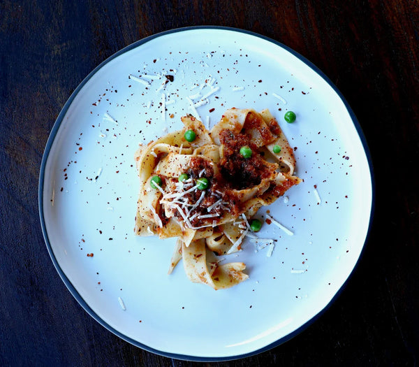 Classic Marinara Fettuccine with Parmesan and Peas