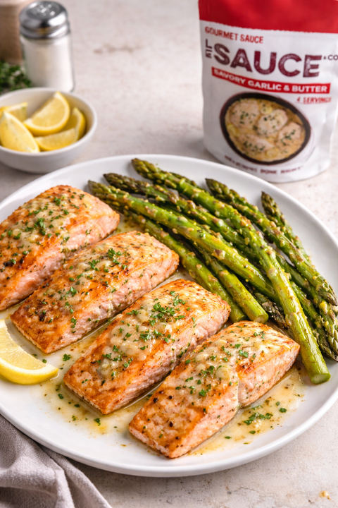 Garlic Butter Salmon with Asparagus
