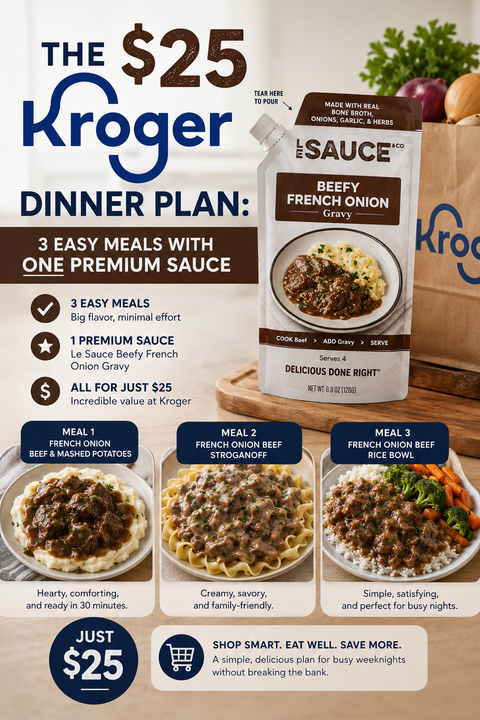 The $25 Kroger Dinner Plan: 3 Easy Meals with One Premium Sauce