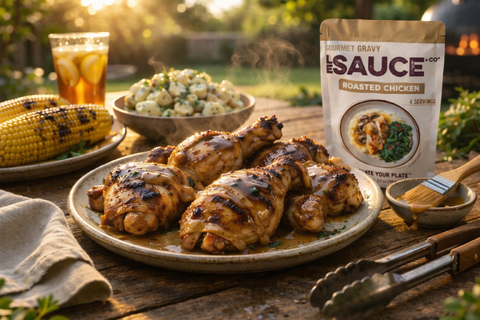 Backyard BBQ Upgrade: Grilled Chicken with Roasted Chicken Gravy Drizzle