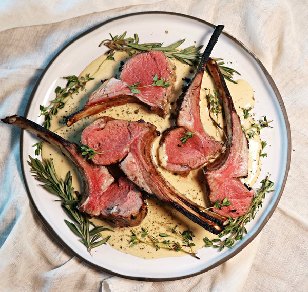 Date Night Lamb Chop Appetizer with Creamy Peppercorn Sauce