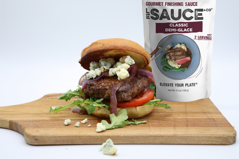 Classic Demi Glace Burger with a Blue Cheese Crumble