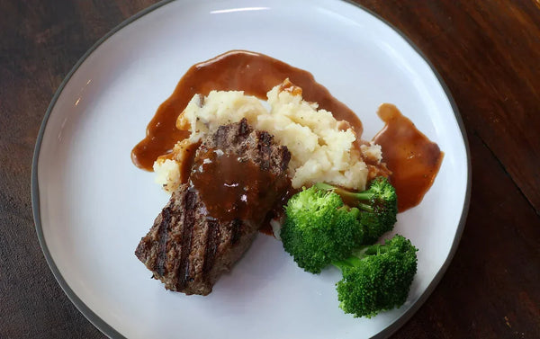 Steak Burger with Mashed Potatoes and Classic steakhouse