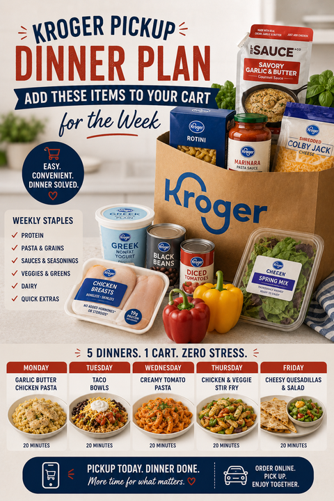 Kroger Pickup Dinner Plan: Add These Items to Your Cart for the Week
