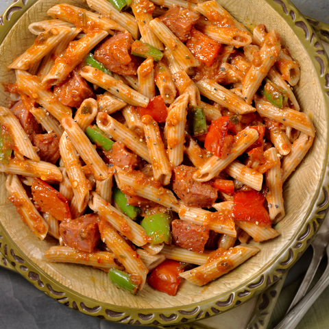 Sausage and Bell Peppers Pasta Delight: A Flavorful Dinner for Two