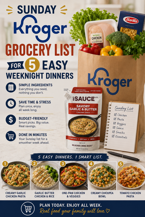 Sunday Kroger Grocery List for 5 Easy Weeknight Dinners