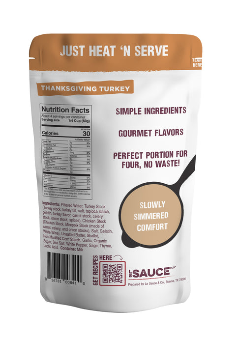 4 serving Thanksgiving Turkey gourmet gravy back of package