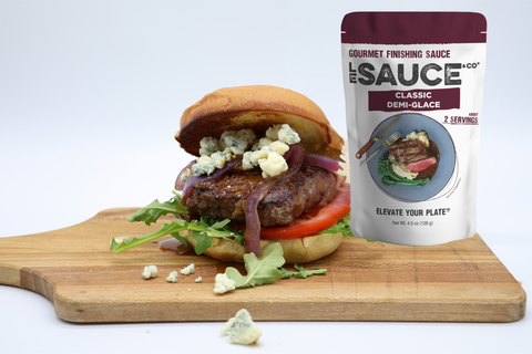 Classic Demi Glace Burger with a Blue Cheese Crumble