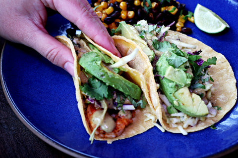 Easy and Delicious Shrimp Tacos with Roasted Poblano & Garlic