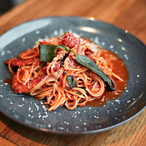 Roasted Red Pepper Shrimp Linguine