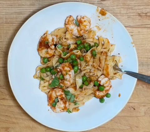 Simple Weeknight Tomato Basil and Shrimp Pasta