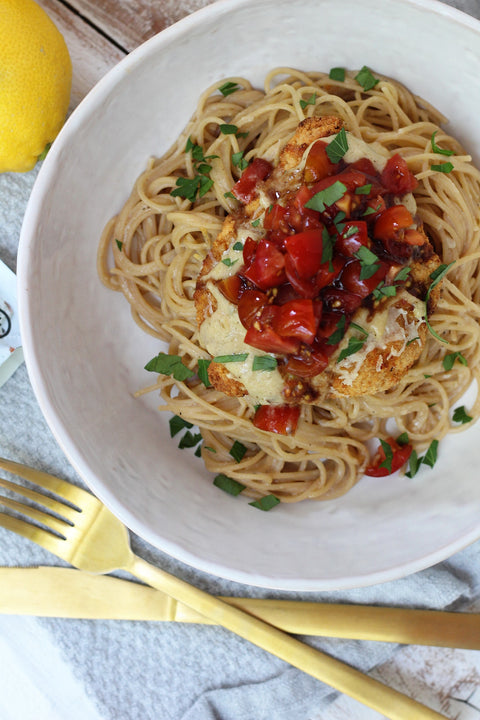 White Wine Lemon Garlic Chicken Spaghetti