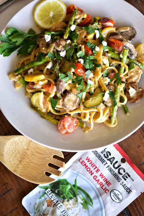 Linguine Primavera with Lemon and Goat Cheese