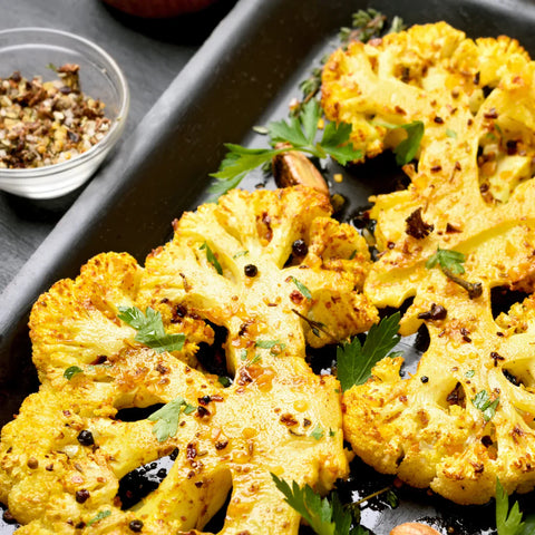 Parmesan Cauliflower with Spicy Pasta