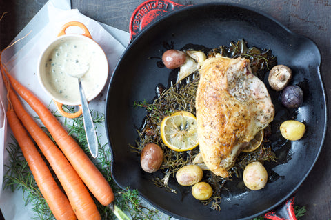 le sauce & co. roasted chicken with carrots and gourmet finishing sauce