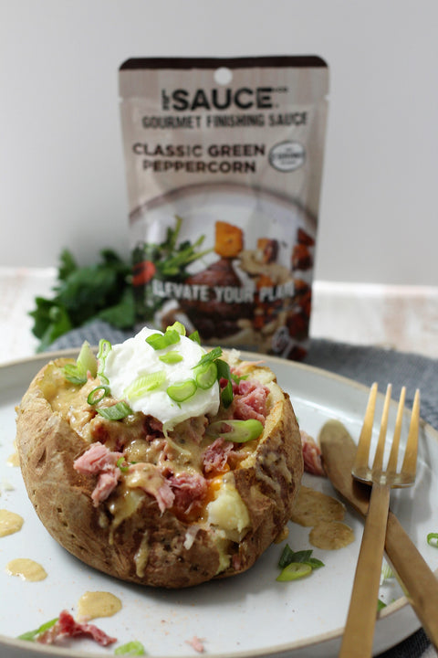 Loaded Baked Potatoes with Classic Green Peppercorn