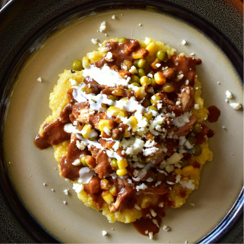 Deconstructed Chicken Mole Tamales