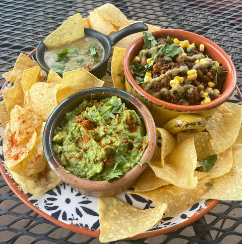 Mole Ground Beef with Guacamole and Roasted Poblano & Garlic