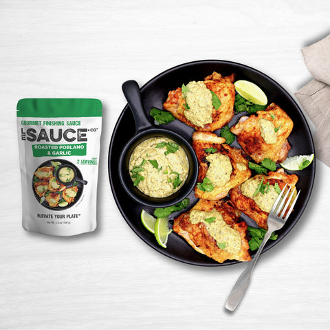 roasted poblano and garlic plate