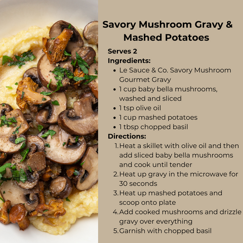 savory mushroom gourmet gravy with mashed potatoes