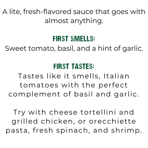 tomato basil first smells and first tastes
